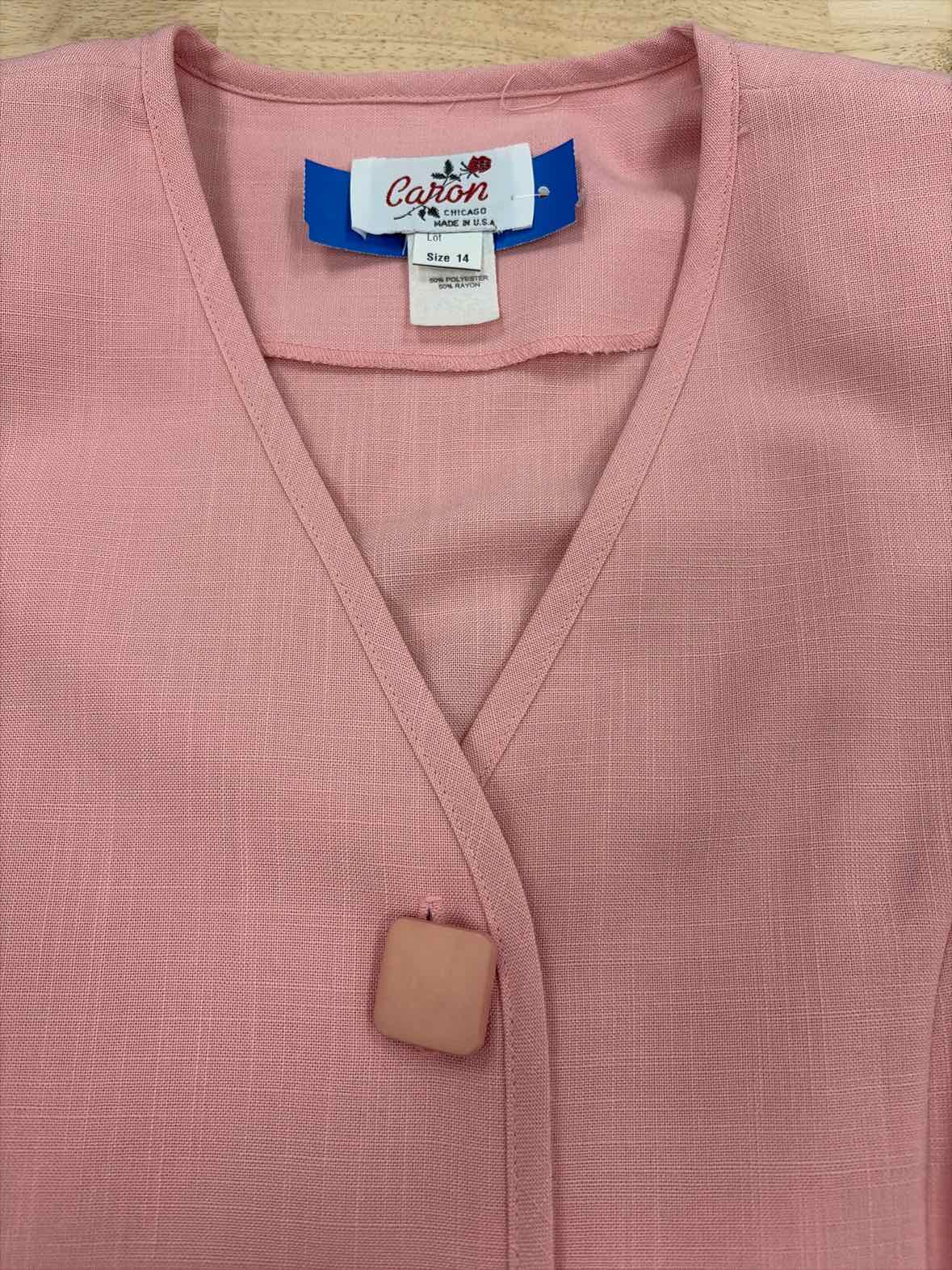 Caron Size 14 Pink Vintage Dress