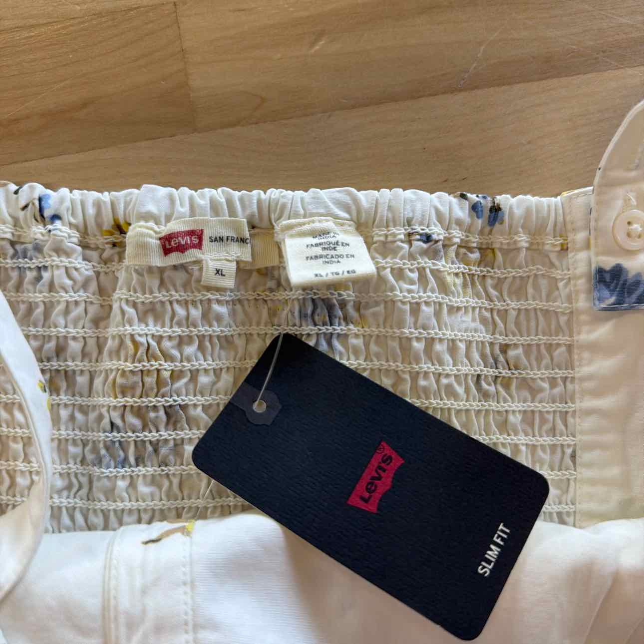 Levi's Size XL Cream Corset Style Floral Blue & Yellow Tank NWT
