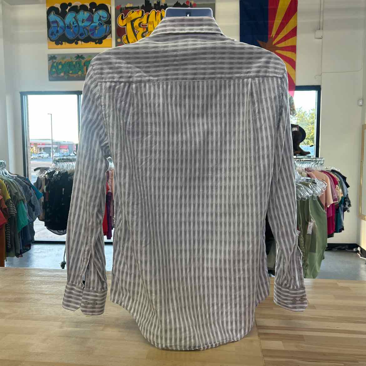 Alfani Size M Gray Preloved MENS Button Down Shirt