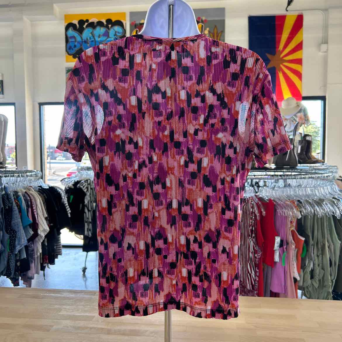Sag Harbor Size PM Pink Orange Polyester Preloved Blouse SS
