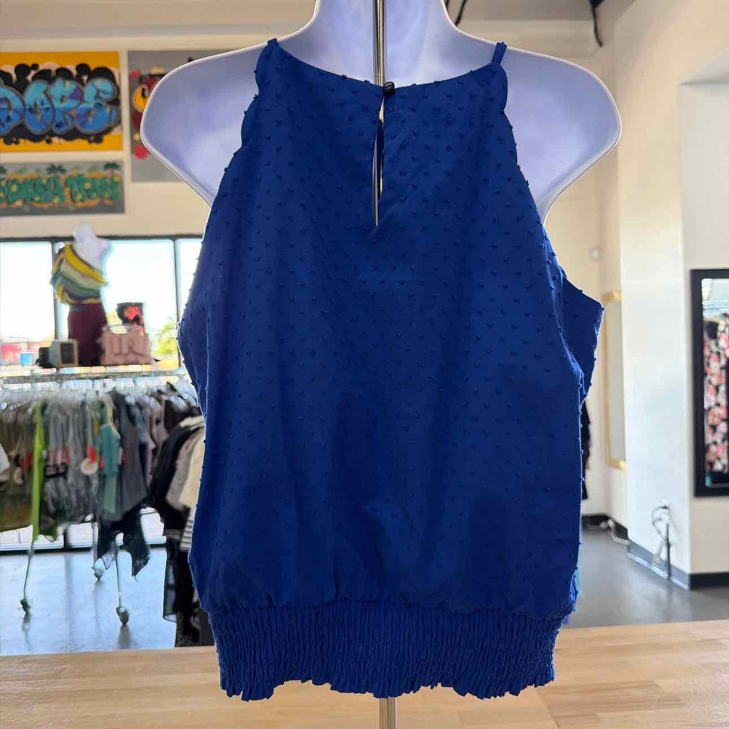 Bcx Juniors' Clip-Dot Smocked-Hem Sleeveless Top - Cobalt Blue