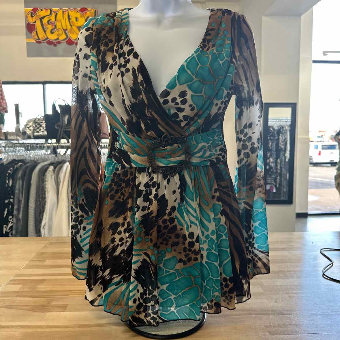 Mesmerize Size S Brown & Blue Blouse