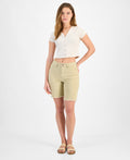 Dollhouse Juniors' High-Rise Frayed Bermuda Shorts - Tan - 0