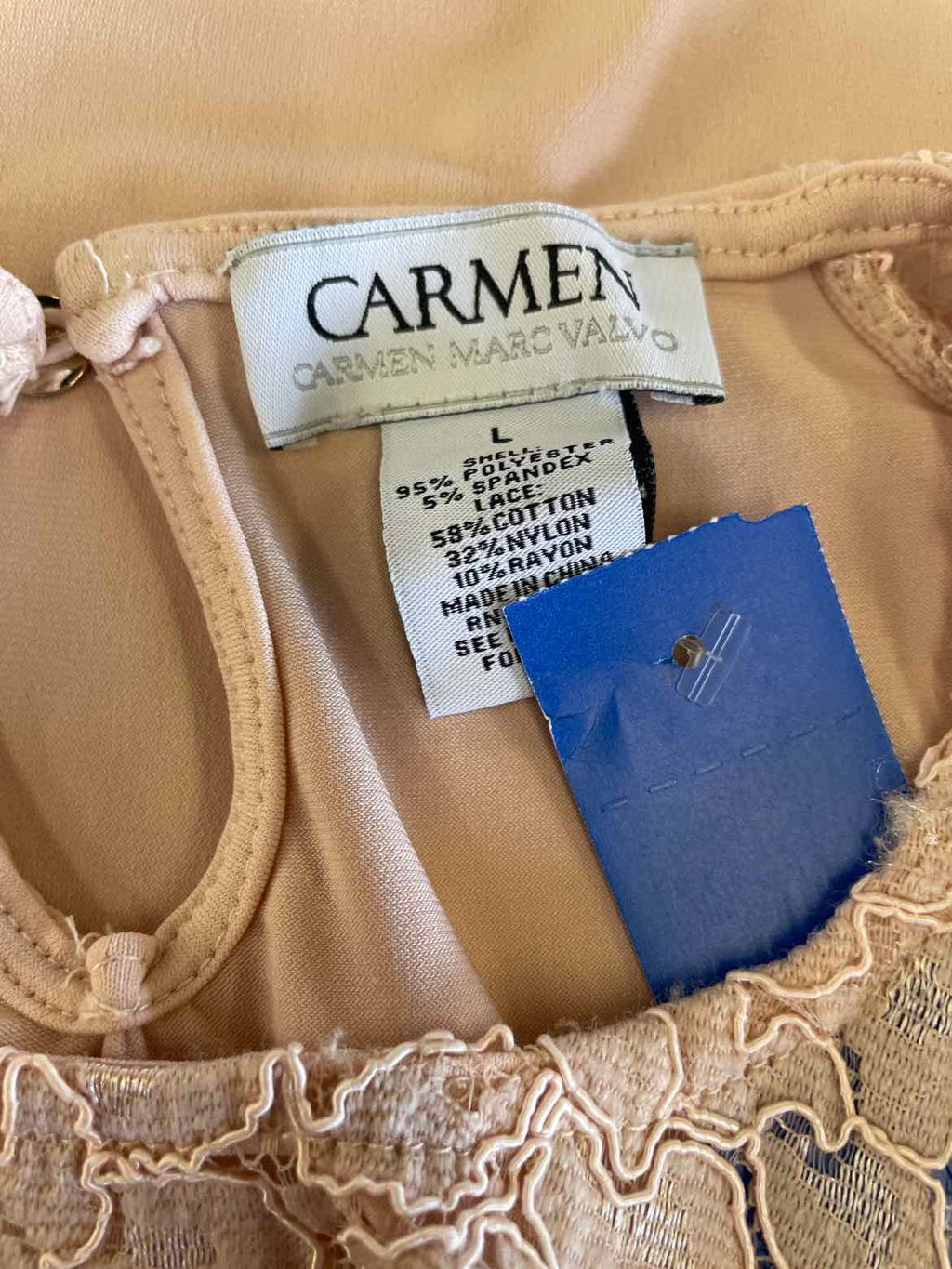 Carmen Size L Pink Lace Long Sleeve