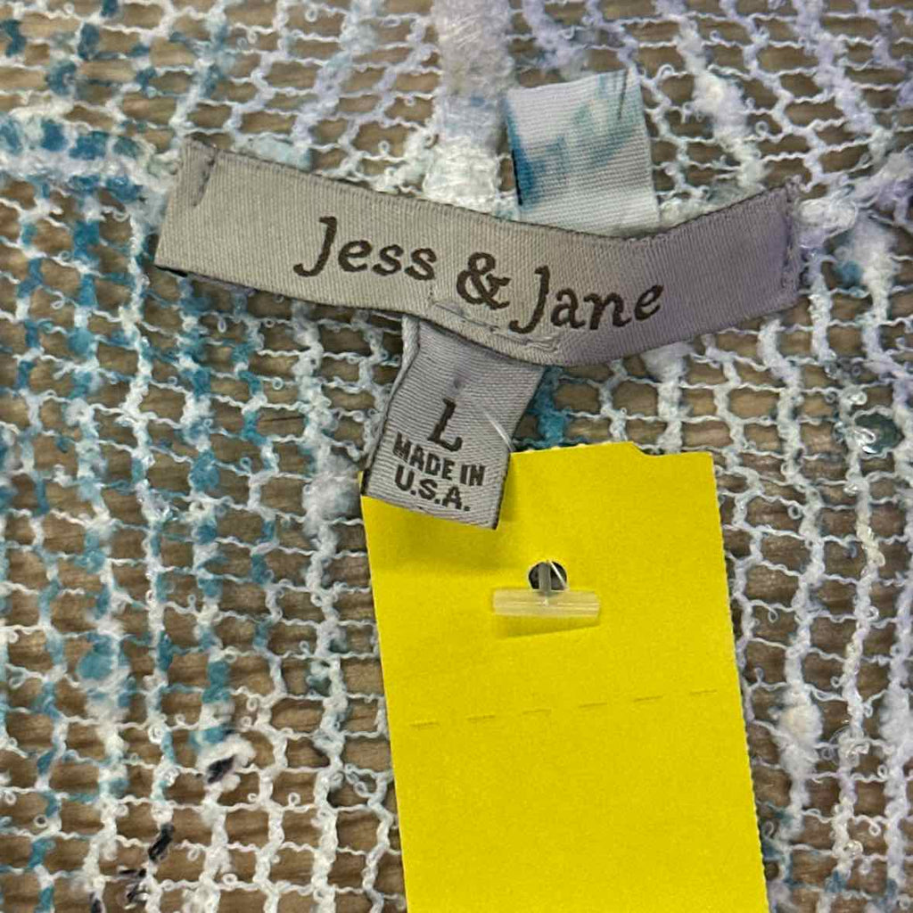 Jess & Jane Size L Blue Print Knit Duster