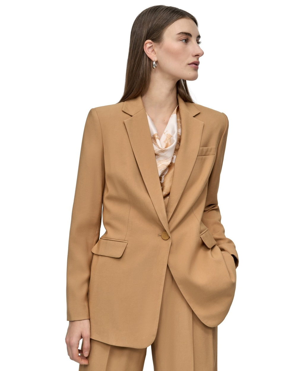 Dkny Petite Long Sleeve One-Button Blazer - Whiskey