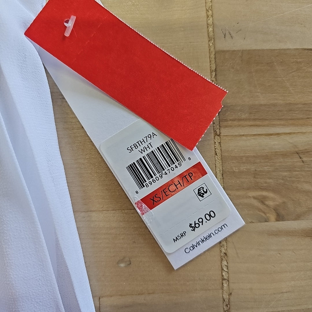 Calvin Klein Sleeveless Pleated Blouse - White