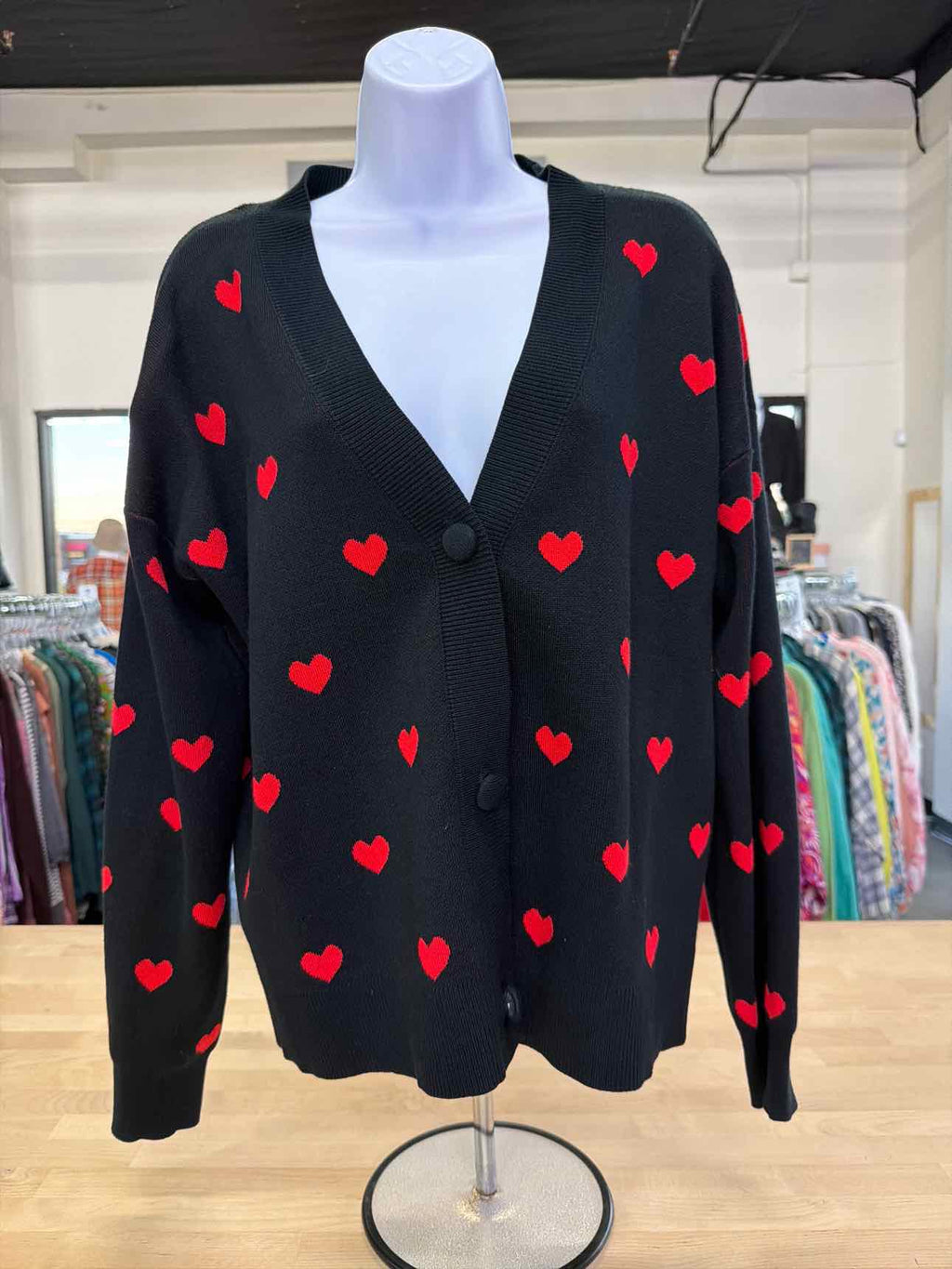 Marled Size M Black Cardigan