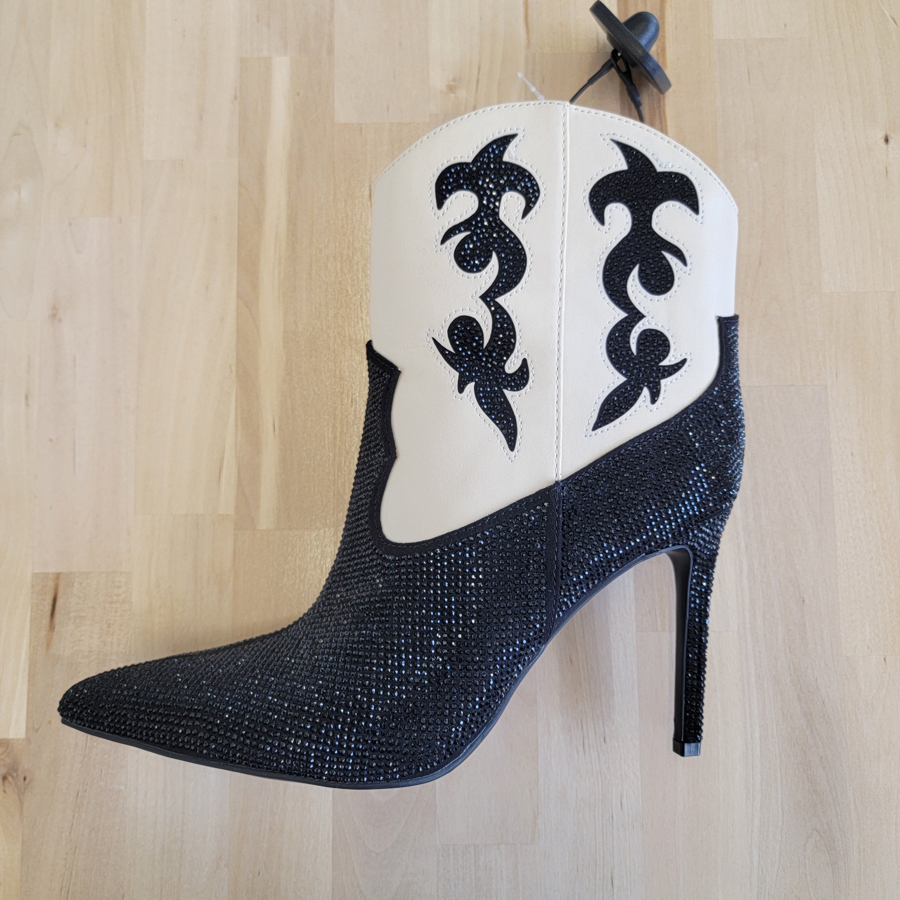 INC Shoe Size 9.5 Black & Cream Western Bling Bootie NWT