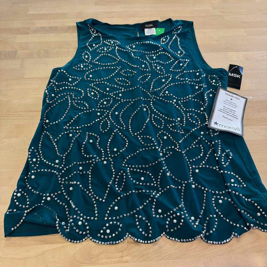 Msk Women's Scalloped-Hem Tank Top - Neo Emerald