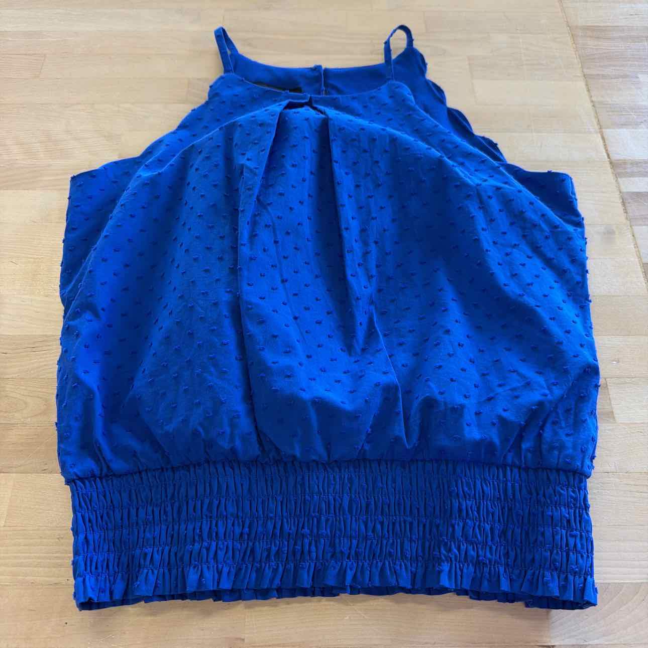 Bcx Juniors' Clip-Dot Smocked-Hem Sleeveless Top - Cobalt Blue