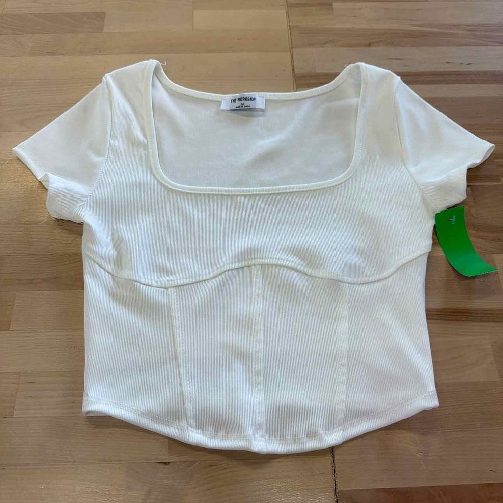 The Workshop Size M White Preloved Crop Top