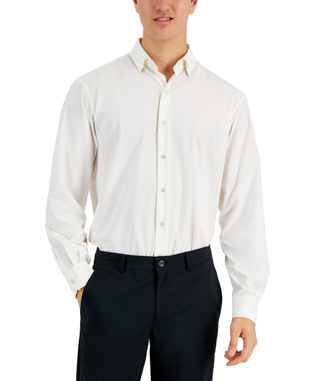 Alfani Mens Travel Ready Button Down Dress Shirt