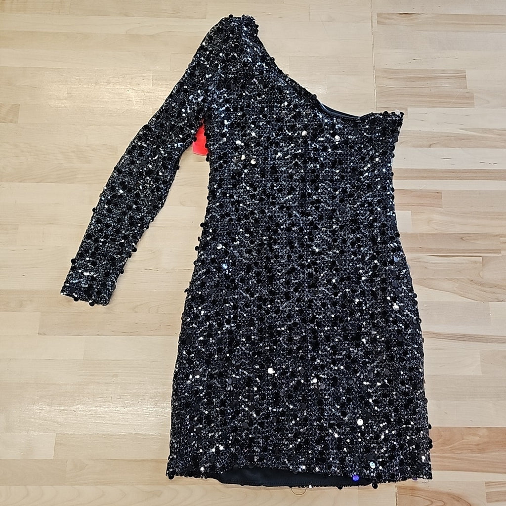 Windsor Size S Black & Silver Sequined  Used Mini Dress
