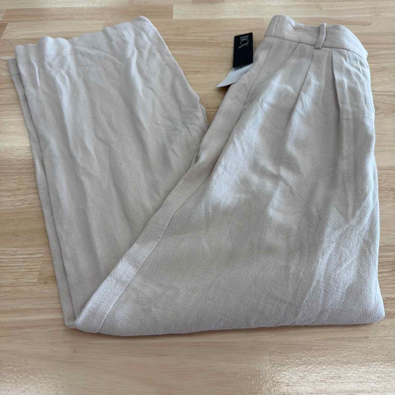 BCX Size 1 Pleat-Front Mid-Rise Wide-Leg Pants - Sand