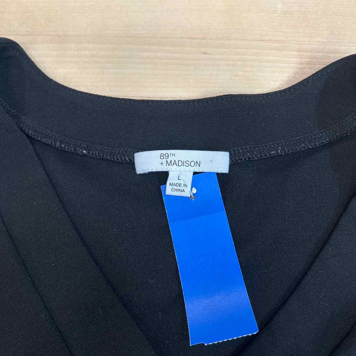 89th & Madison Size L Black Preloved Blouse SS