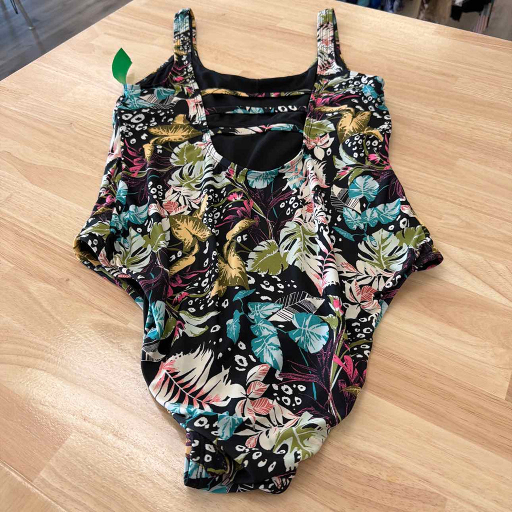 Ocean Pacific Size L Black & Aqua Swimsuit
