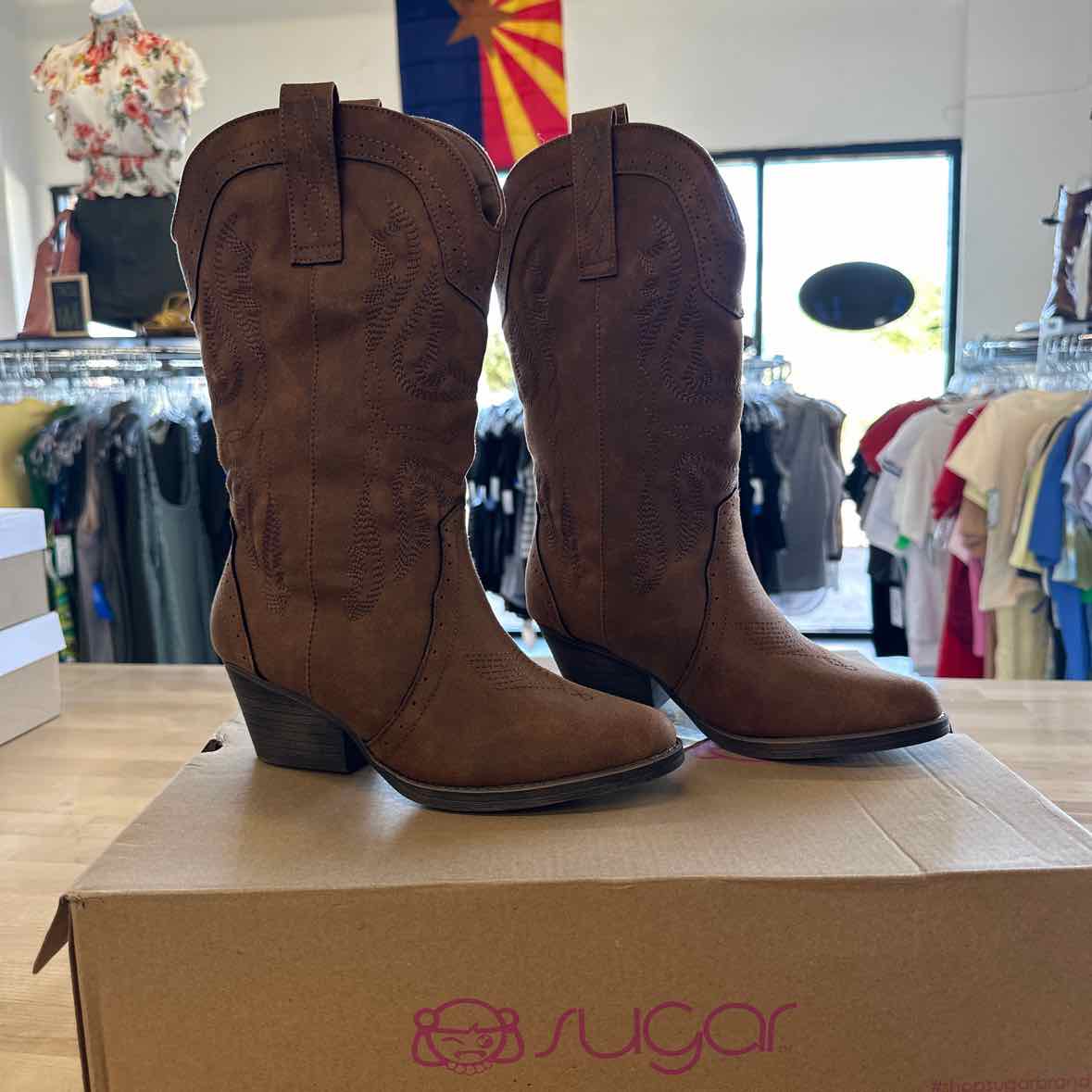 Sugar Shoe Size 7 ugar Womens Tammy Stacked Heel Cowboy Boots