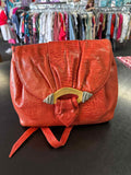 Sharif Red Orange Leather Vintage Preloved Handbag