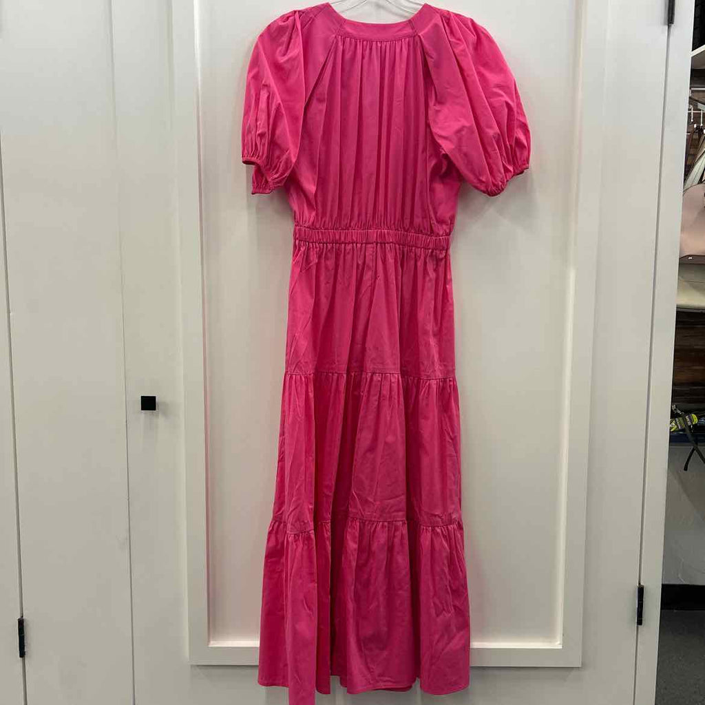 Anne Klein XS Poplin Tiered Puff Sleeve MIDI Dress