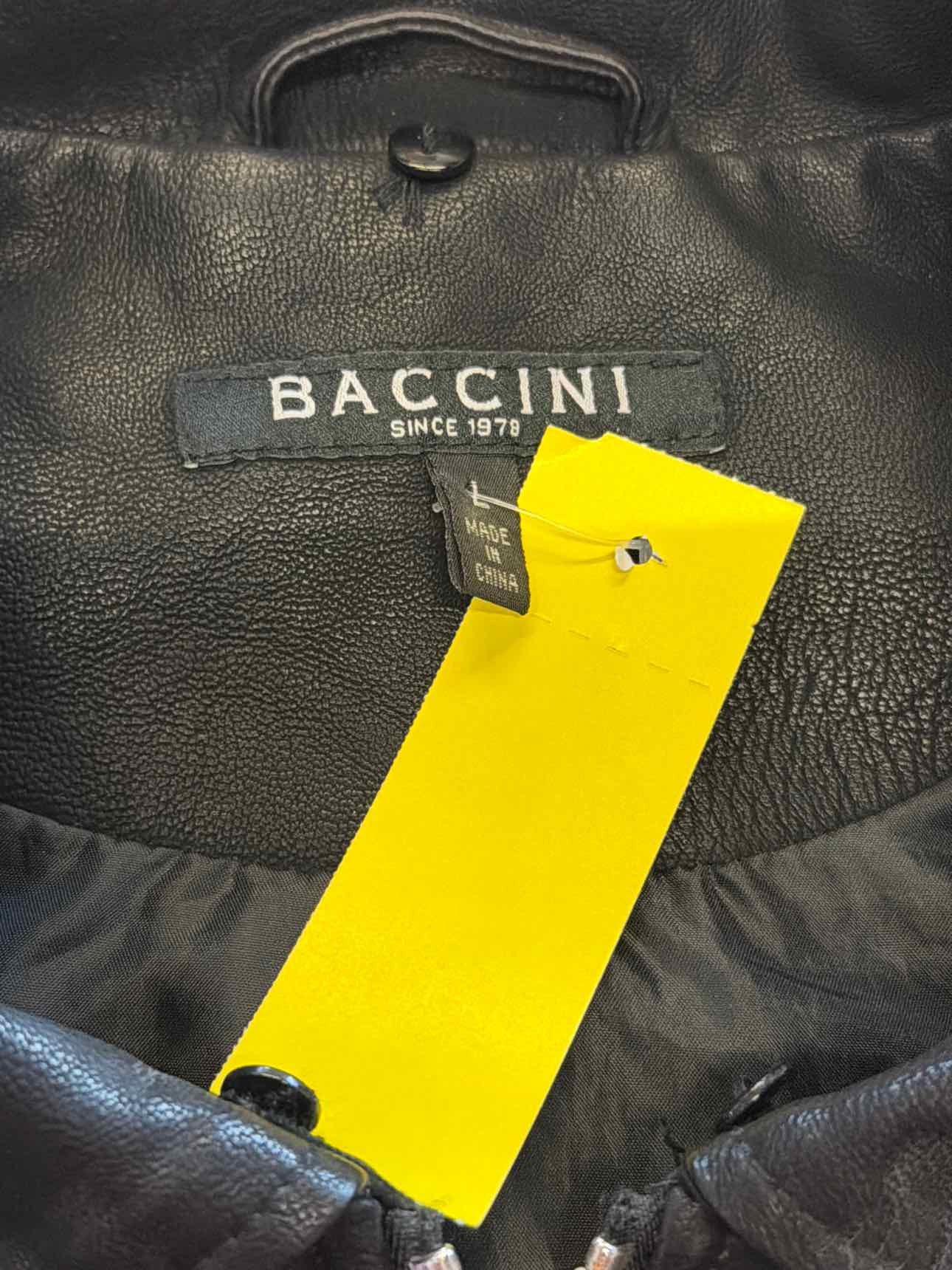 Baccini Size L Black Leather Jacket