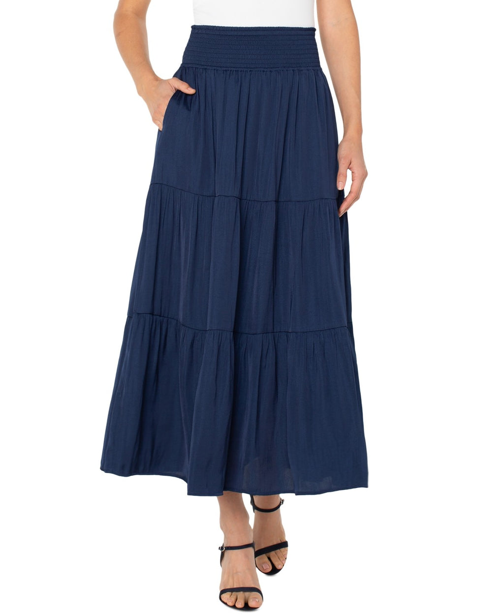 Liverpool Los Angeles Tiered Woven Maxi Skirt