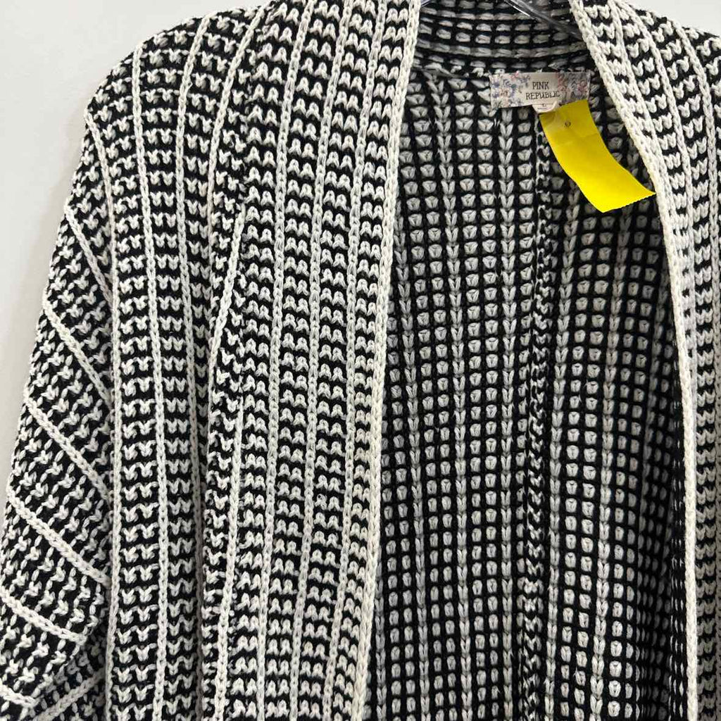 Pink Republic Size L BLACK & WHITE Cardigan