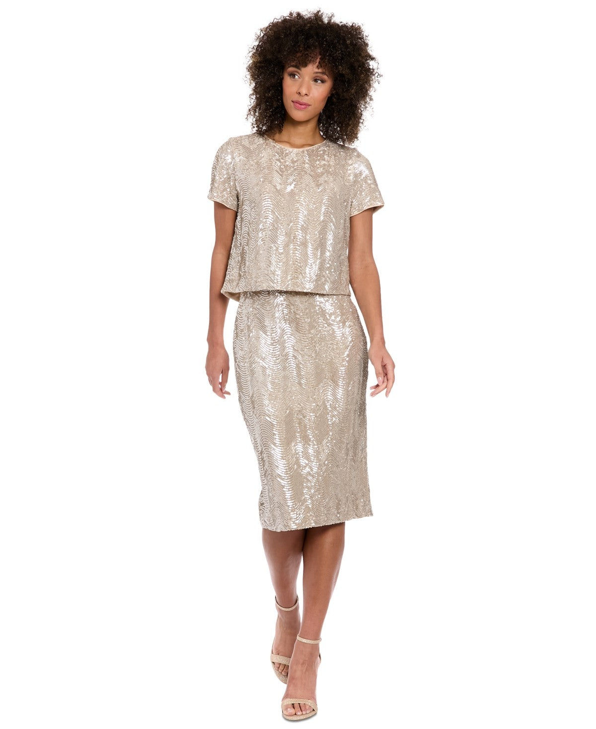 Muse Women's Sequin-Pattern Pencil Skirt - Champagne