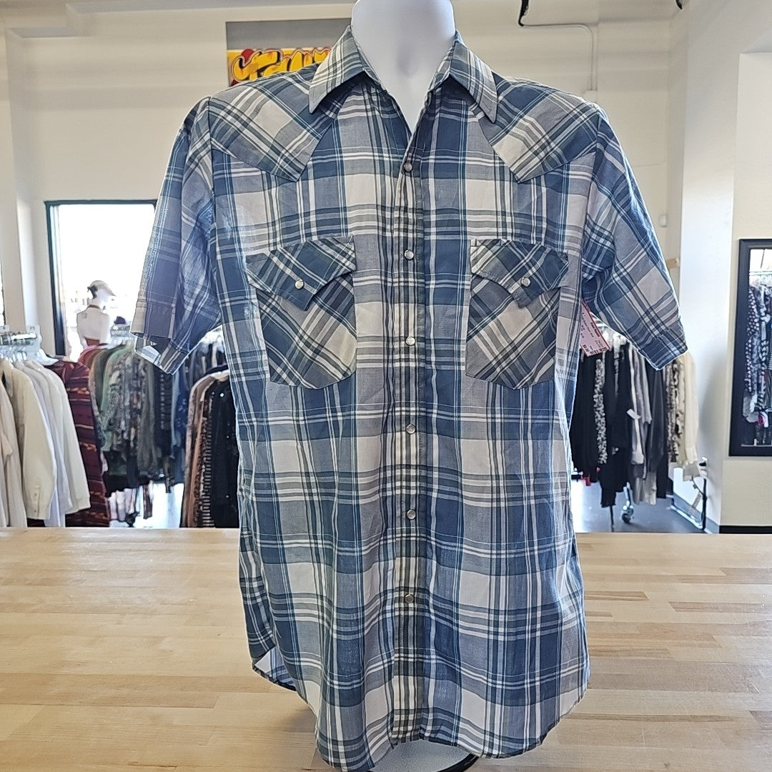 Plains Men's Size S Blue MENS Button Down Shirt