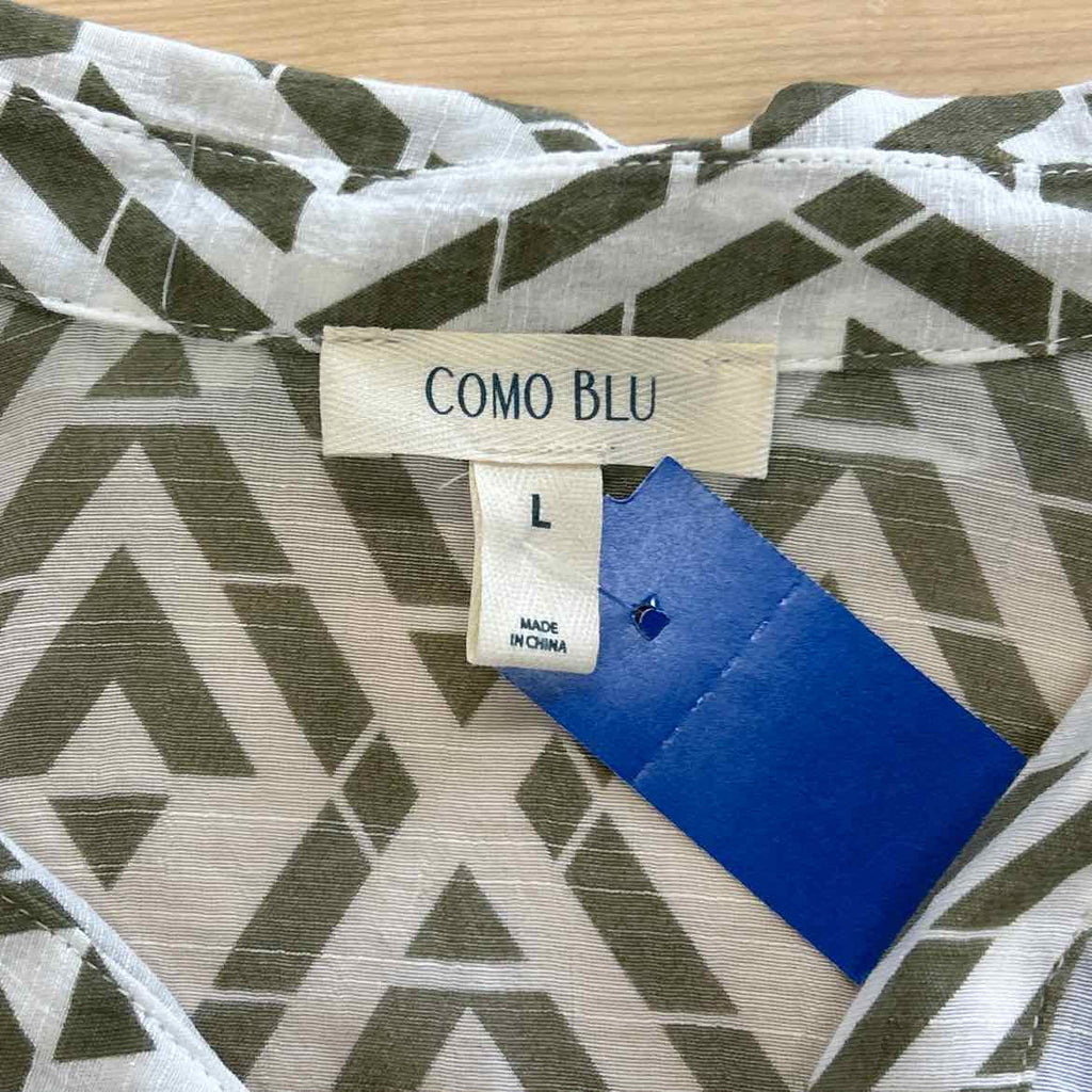 Como Blu Size L Green Button Down Shirt