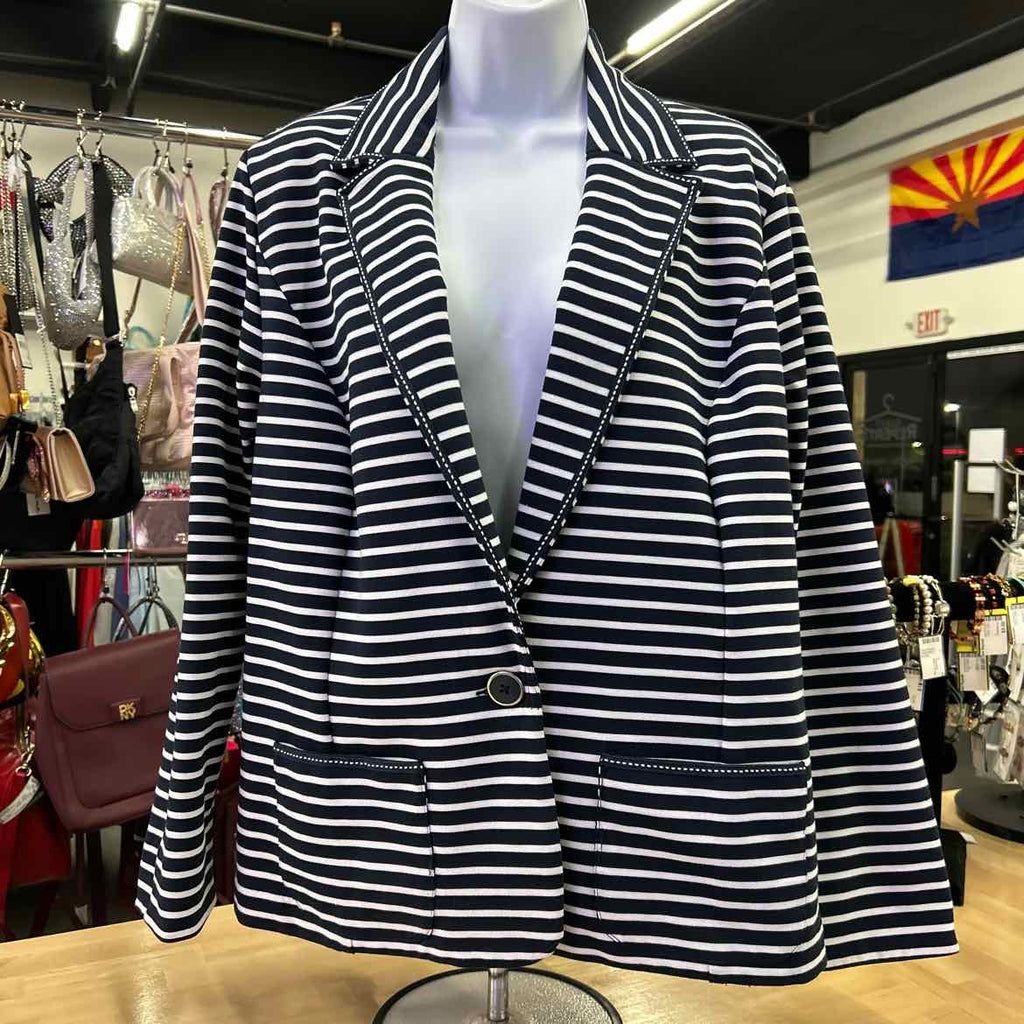 CJ Banks Size 1X Blue/White Blazer