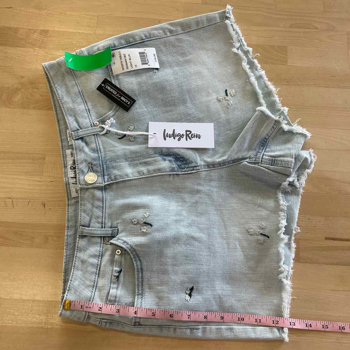 Indigo Rein Juniors' Embroidered Floral Frayed-Hem Denim Shorts - Light Blue