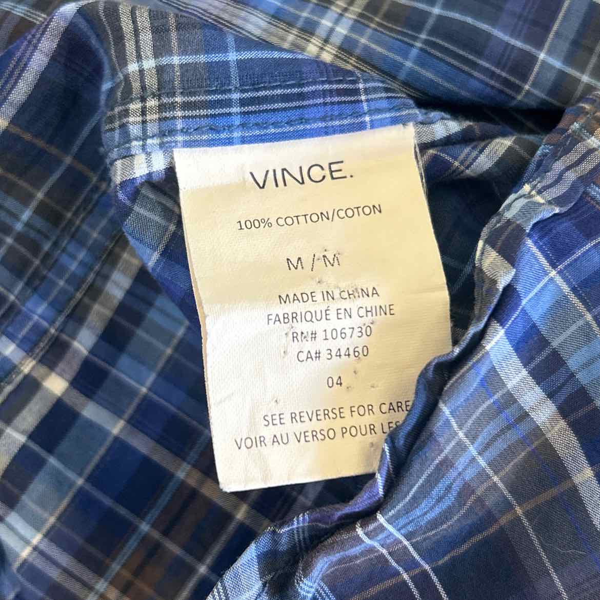 Vince Size M Blue Preloved MENS Button Down Shirt