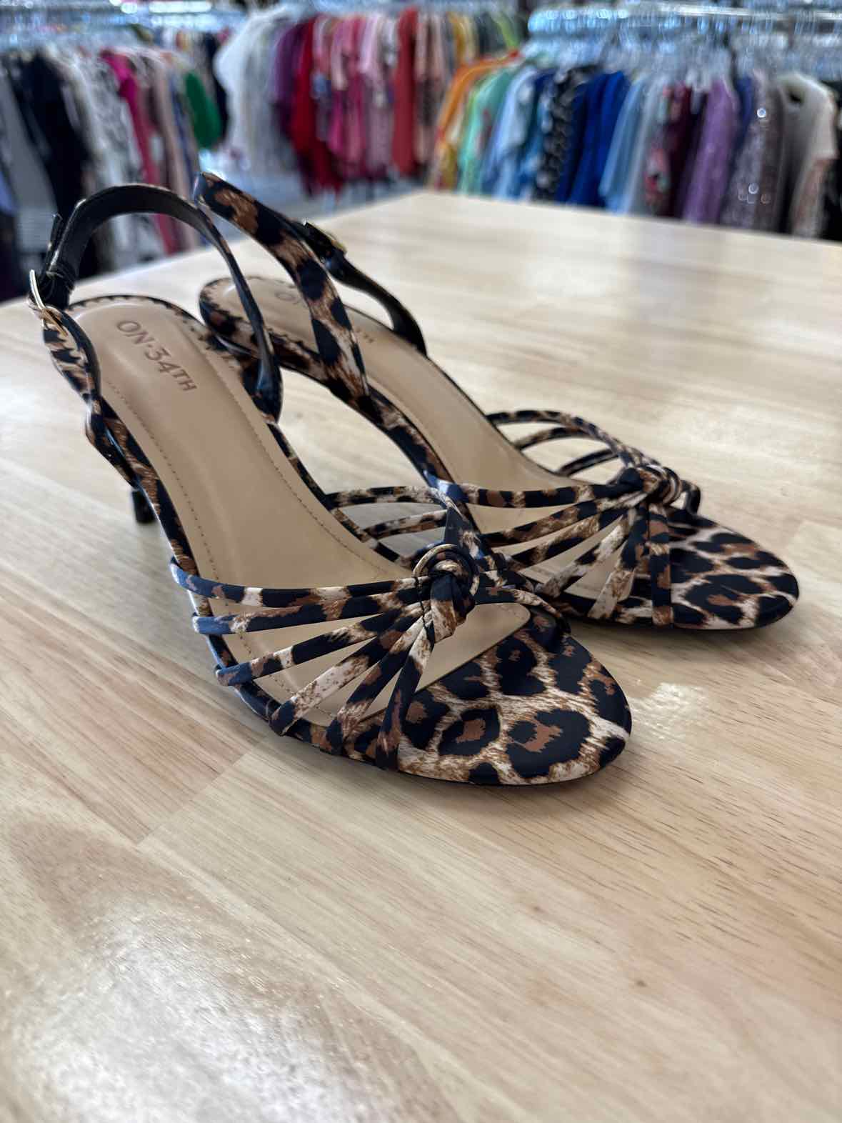 On 34th Size 7 Black Brown Lauuritaa Dress Sandals - Leopard