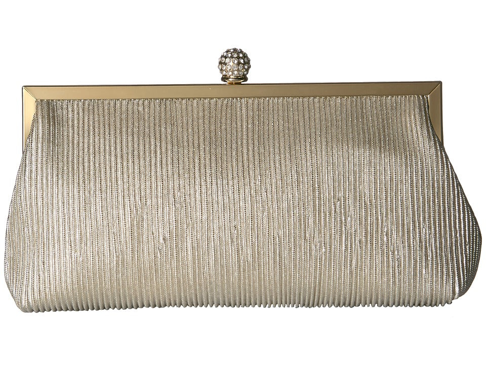 Women's Pleated Metallic Frame Clutch - Champagne, Gold-tone