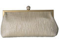 Women's Pleated Metallic Frame Clutch - Champagne, Gold-tone