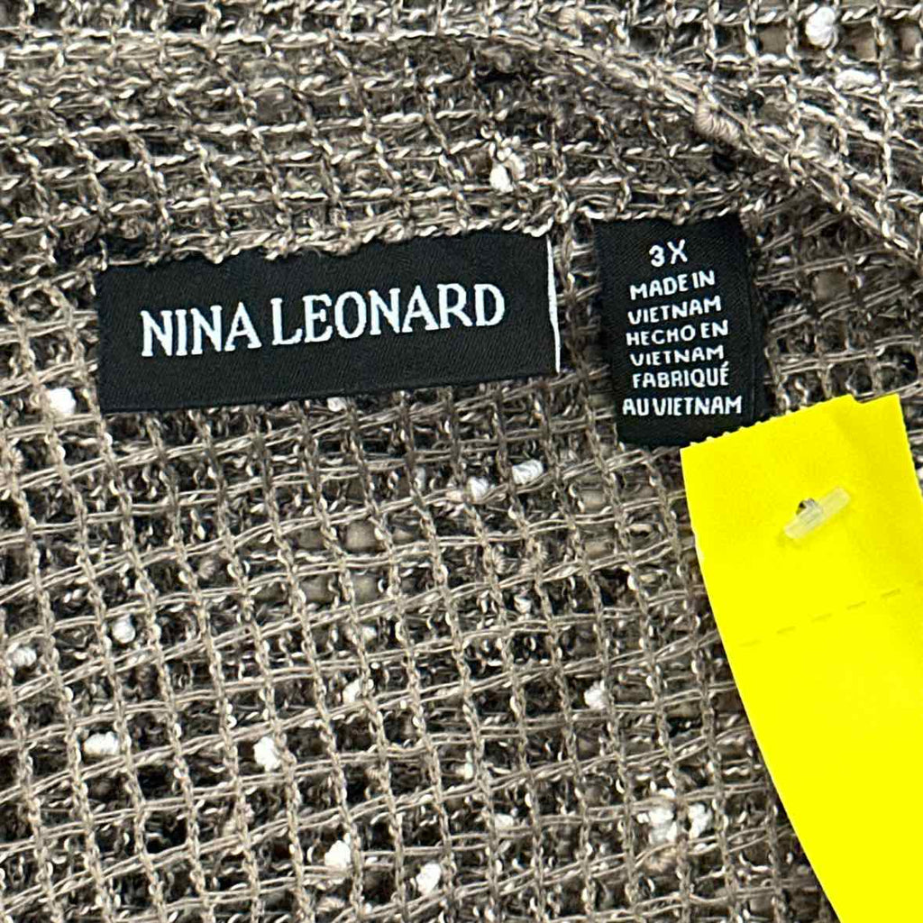 Nina Leonard Size 3X Brown Cardigan