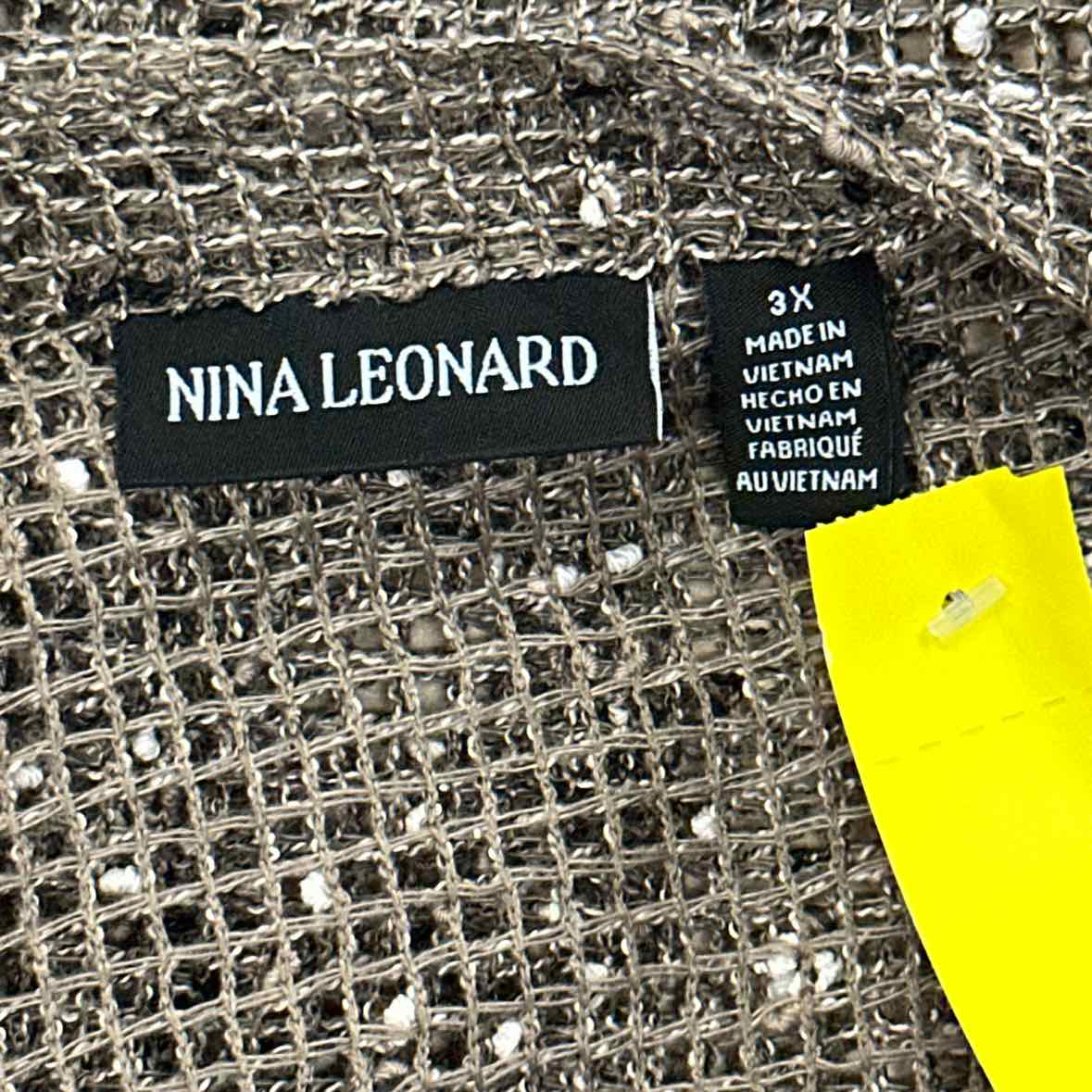 Nina Leonard Size 3X Brown Cardigan