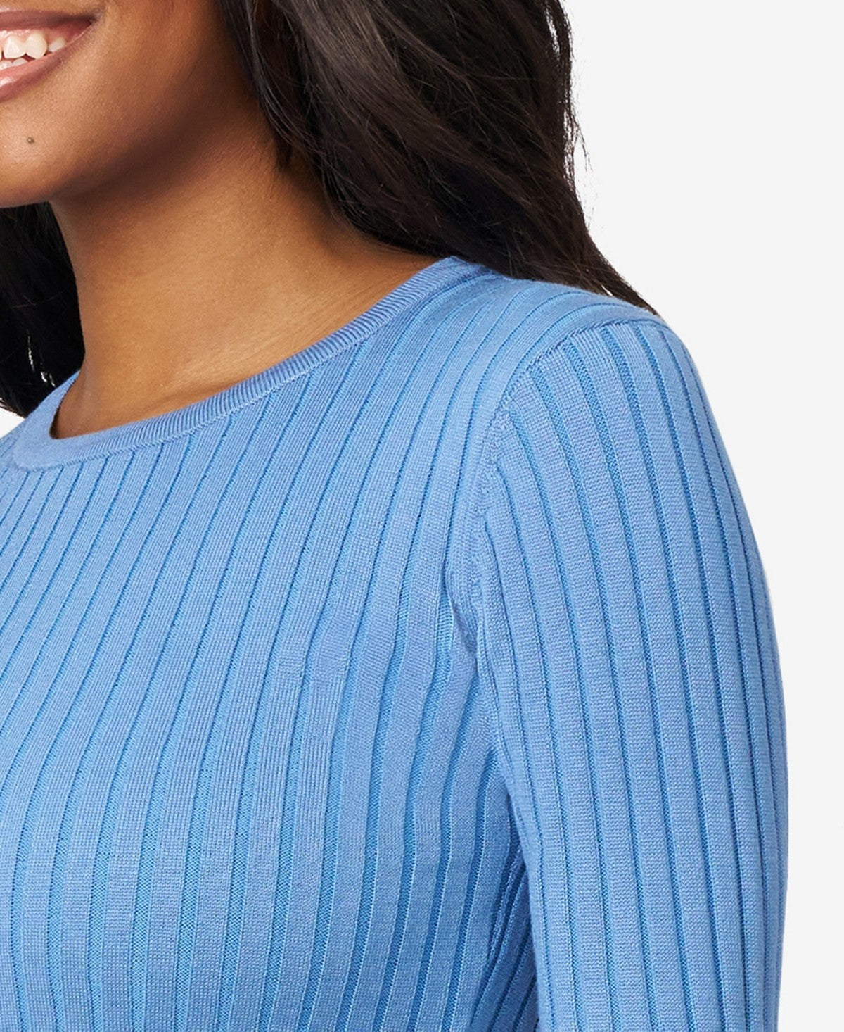 Melissa Paige Women's Crewneck Ribbed-Knit Sweater - Quiet Harb