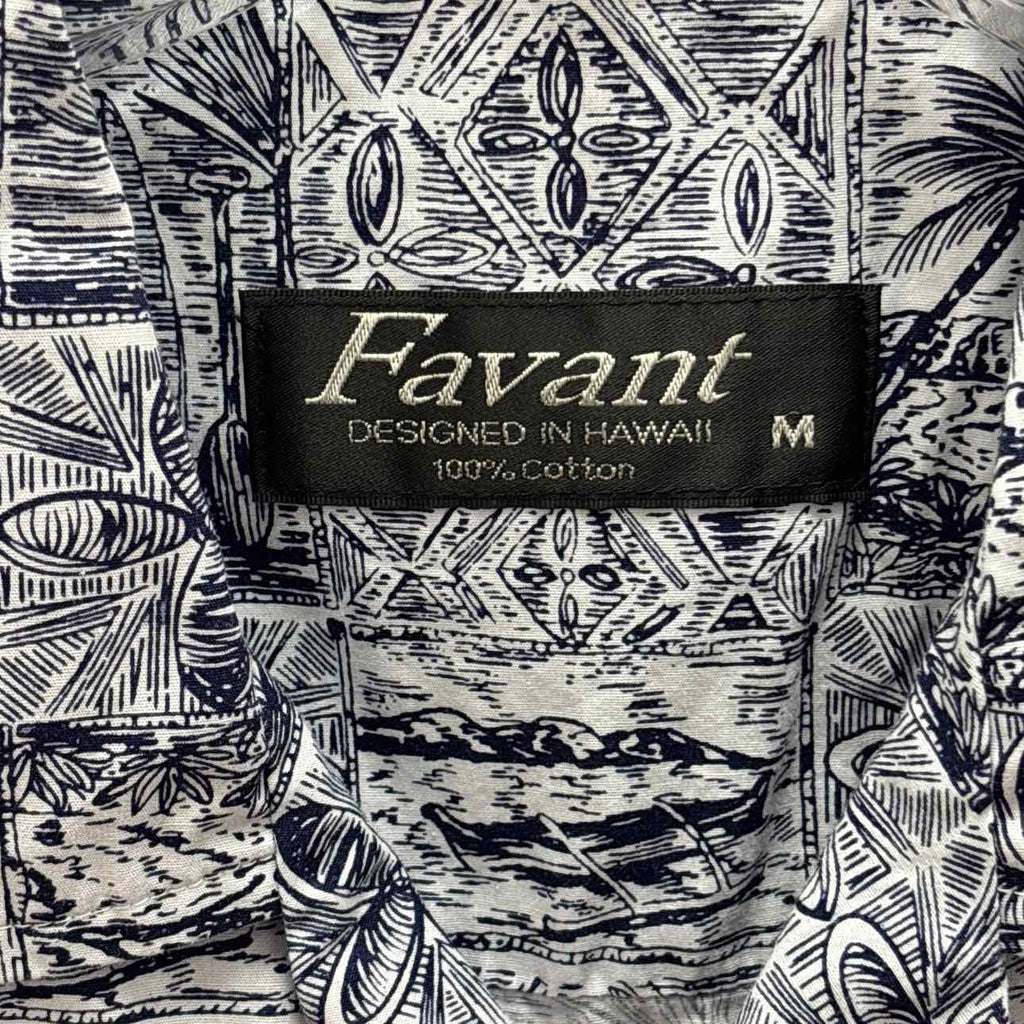 Favant Size M Black White Preloved MENS Button Down Shirt