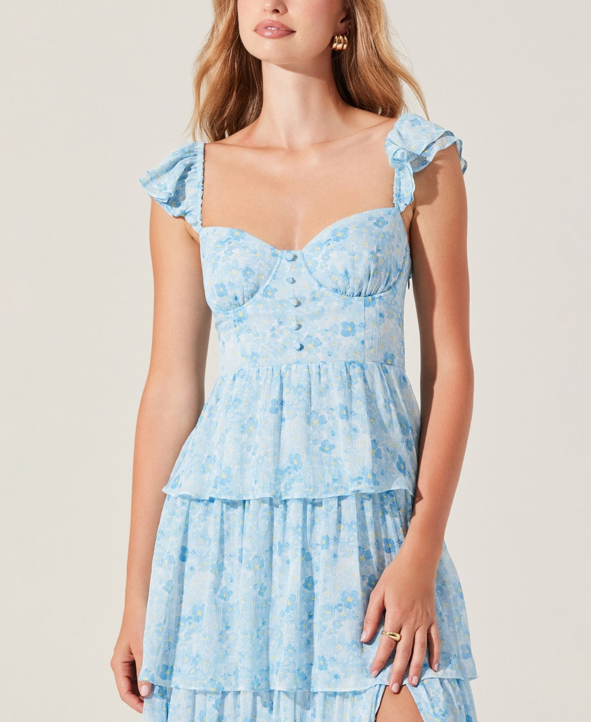 Astr the Label Women's Midsummer Tiered Maxi Dress - Blue Floral
