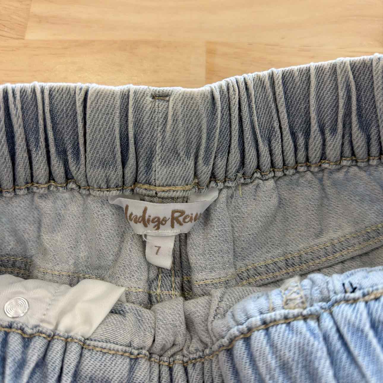 Indigo Rain Women Size 7  Blue New Shorts Distressed Drawstring Denim Shorts