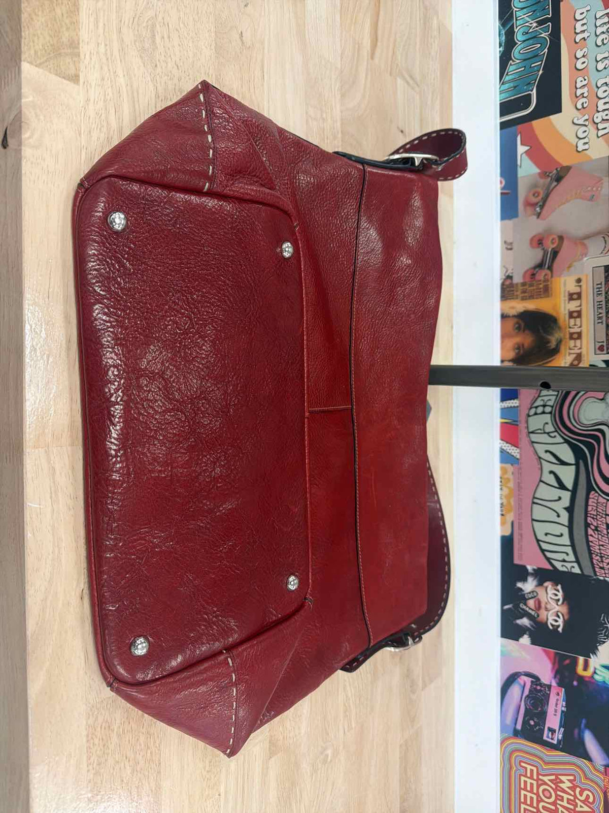 El Portal Red Leather Preloved Handbag