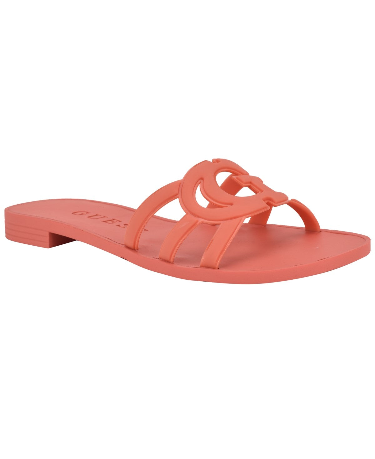 Guess Women's Elyho Logo Cutout Flat Jelly Sandals - Coral