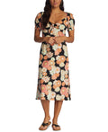 Roxy Size XS Summertime Feeling Puff-Sleeve Dress - Anthracite Boogie Chillen