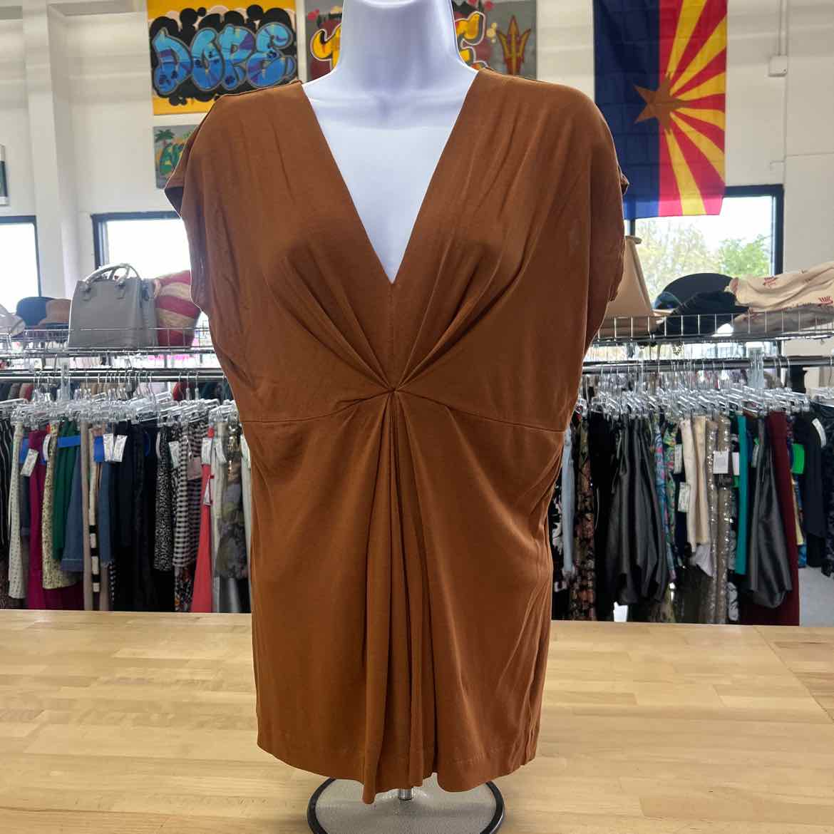 New York & Company Size XS Brown Preloved Blouse SS
