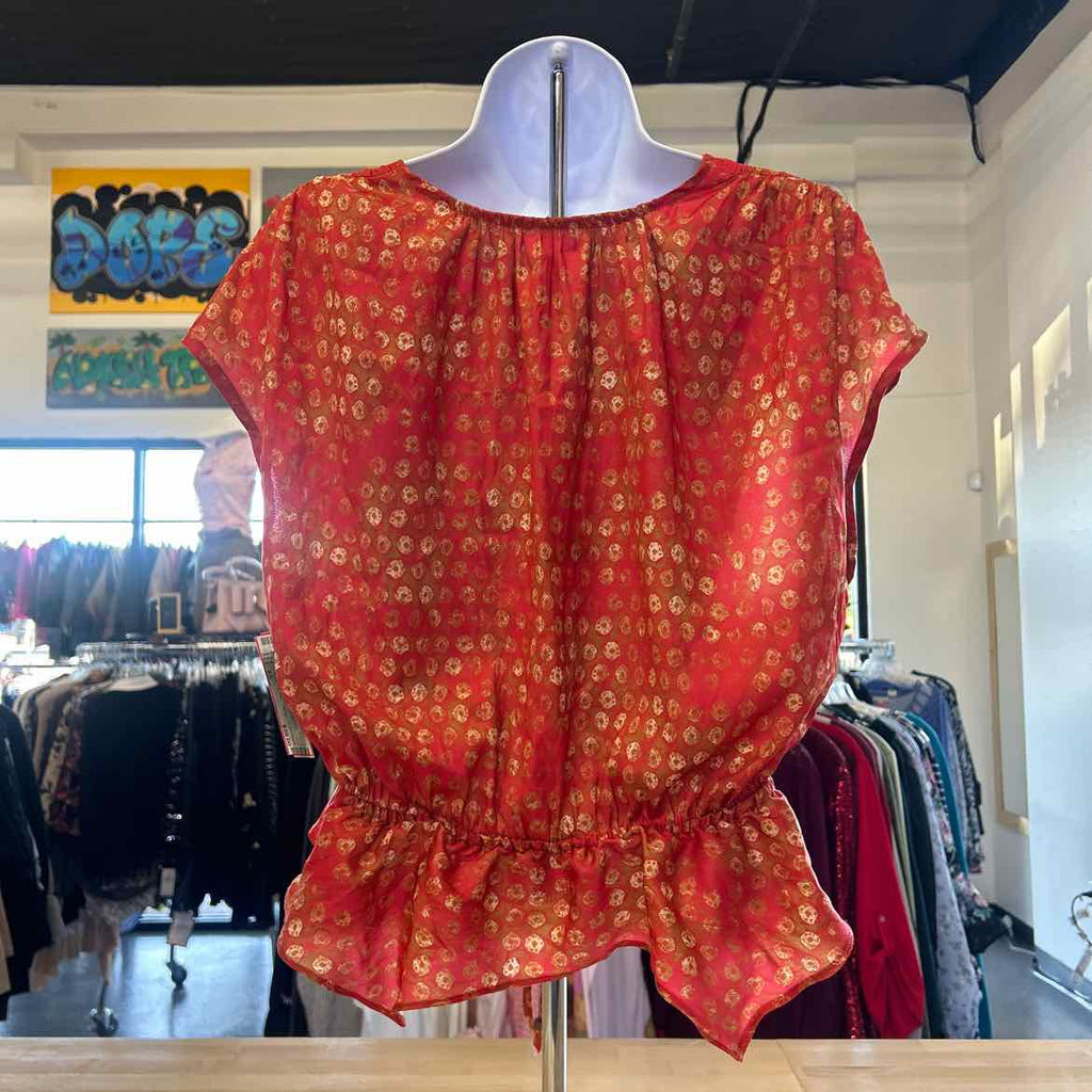 Free People Size XS Orange Preloved Blouse SS