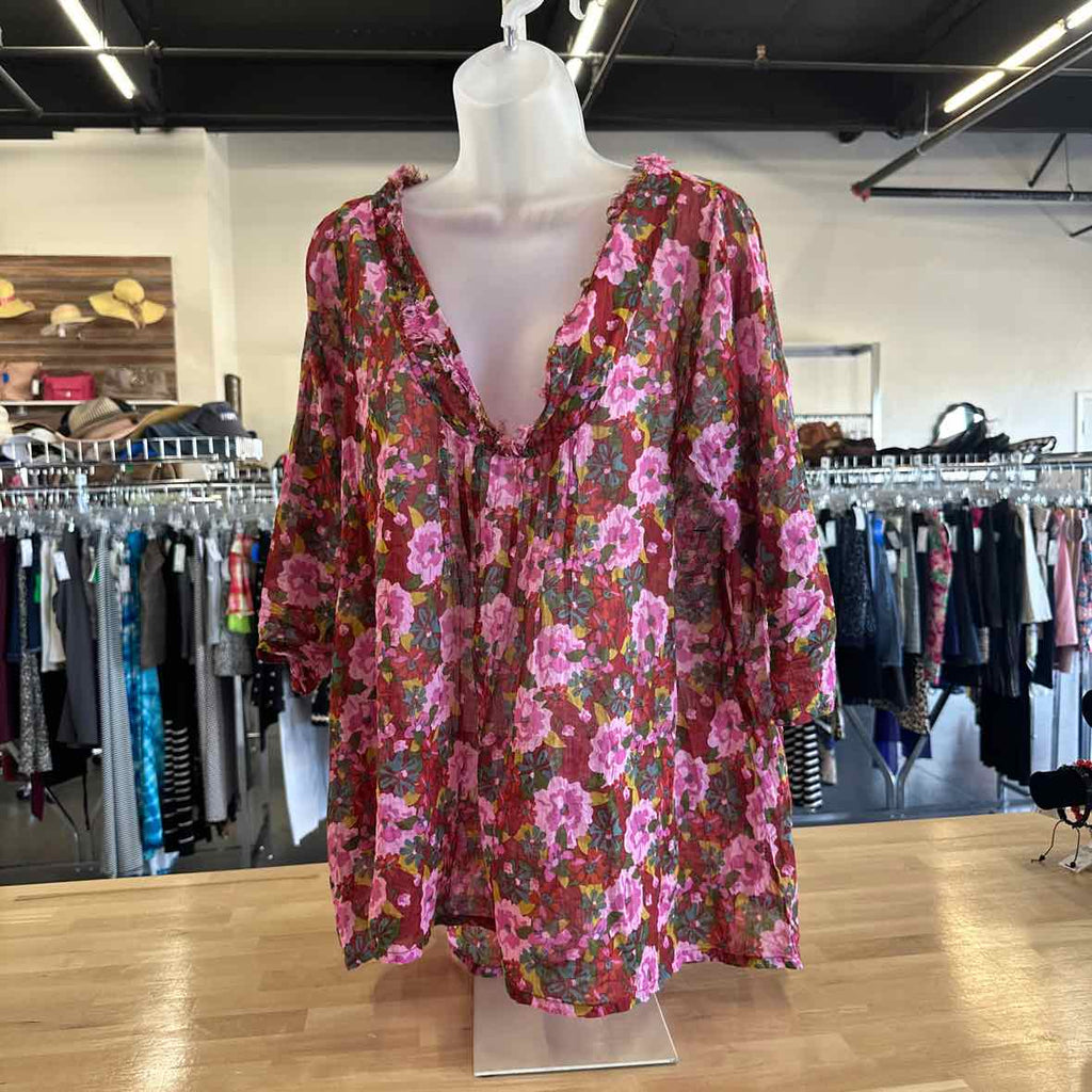 Natural Life Size S Multi-red Blouse