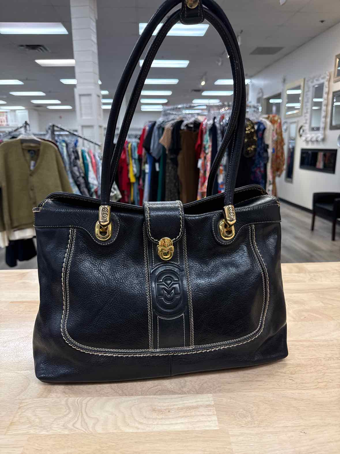 Marino Orlandi Black satchel Italian Leather Preloved Handbag