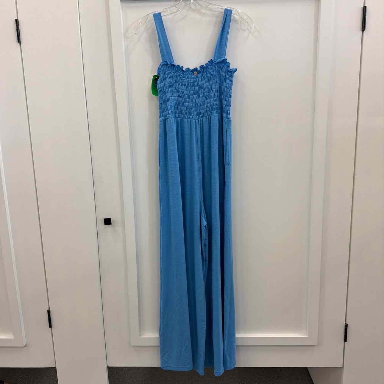 Roxy Just Passing by Smocked Jumpsuit - Azure Blue